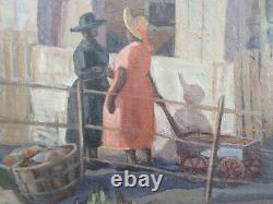 Antique 1930s AFRICAN AMERICAN OIL PAINTING BLACK WOMEN WILMINGTON DELAWARE