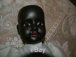 Antique 21 Black Painted Bisque Child, Glass Sleepy Eyes