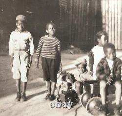 Antique 30s/40s Photograph African American Black Kids Boys Our Gang Dog Toys