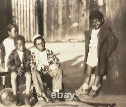Antique 30s/40s Photograph African American Black Kids Boys Our Gang Dog Toys