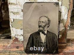 Antique AFRICAN AMERICAN MAN TINTYPE in Suit & POCKET-WATCH Photo Black Interest