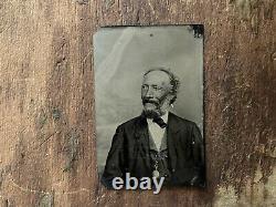 Antique AFRICAN AMERICAN MAN TINTYPE in Suit & POCKET-WATCH Photo Black Interest