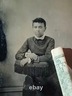 Antique African AmericanBLACK EXCELLENCE COLORED FEMALE TINTYPE