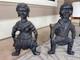 Antique African American Black Cast Iron Figural Andirons Dogs Fireplace