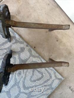 Antique African American Black Cast Iron Figural Andirons Dogs Fireplace