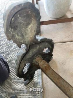 Antique African American Black Cast Iron Figural Andirons Dogs Fireplace