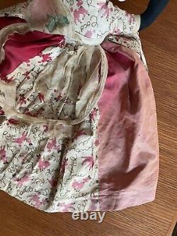 Antique African American Black Cloth Rag Doll Folk Art Peach on Dress Americana