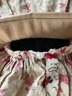 Antique African American Black Cloth Rag Doll Folk Art Peach on Dress Americana