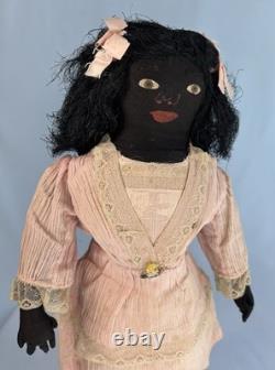 Antique African American Black Primitive Folk Art Cloth Rag Doll 18