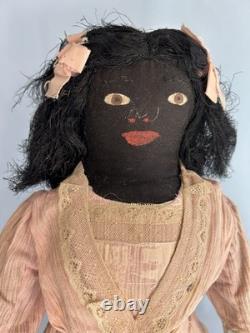 Antique African American Black Primitive Folk Art Cloth Rag Doll 18