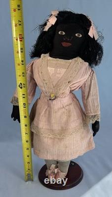 Antique African American Black Primitive Folk Art Cloth Rag Doll 18