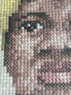 Antique African American Black Woman Lady Crosstitch Needlepoint Framed Artwork