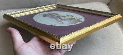 Antique African American Black Woman Lady Crosstitch Needlepoint Framed Artwork