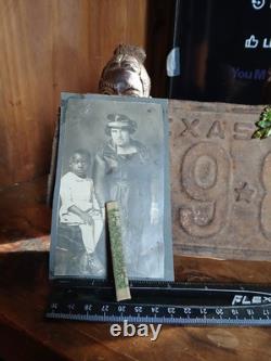 Antique African American COLORED BOY & WHITE LADY IN BLACK