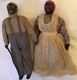 Antique African American Folk Art Couple/Walnut Heads, painted Face Orig. Clothes