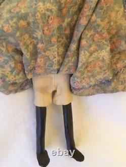 Antique African American Folk Art Couple/Walnut Heads, painted Face Orig. Clothes