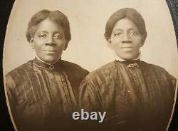 Antique African American Identical Twins Peoria IL Black Lady Cabinet Card Photo