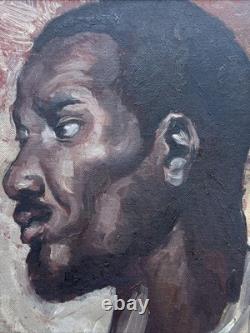 Antique African American Painting Portrait Black Men Mystery Small Gem Oil 1930 Antique African American Painting Portrait Black Men Mystery Small Gem Oil 1930