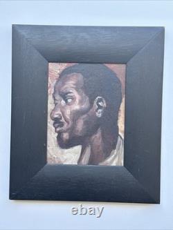 Antique African American Painting Portrait Black Men Mystery Small Gem Oil 1930 Antique African American Painting Portrait Black Men Mystery Small Gem Oil 1930