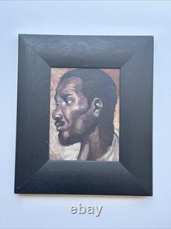 Antique African American Painting Portrait Black Men Mystery Small Gem Oil 1930 Antique African American Painting Portrait Black Men Mystery Small Gem Oil 1930