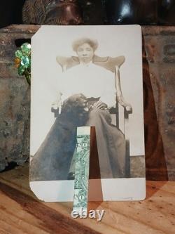 Antique African American Photos COLORED LADY SITTING WITH HER BLACK DOG