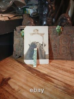 Antique African American Photos COLORED LADY SITTING WITH HER BLACK DOG