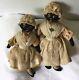 Antique African American Sock Type Body Mother, Daughter Orig. Clothes/9.5,8.5