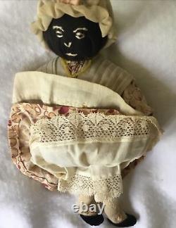 Antique African American Sock Type Body Mother, Daughter Orig. Clothes/9.5,8.5