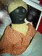 Antique Americana early TOPSY-TURVY African American primitive cloth doll 13.5in