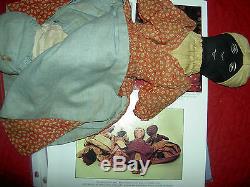 Antique Americana early TOPSY-TURVY African American primitive cloth doll 13.5in