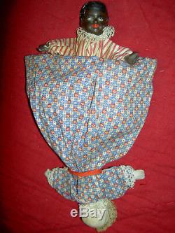 Antique Americana early TOPSY-TURVY African American primitive cloth doll 13.5in