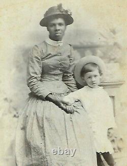 Antique Black African American Nanny with Charge Cabinet Card Photograph