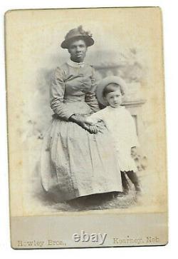 Antique Black African American Nanny with Charge Cabinet Card Photograph