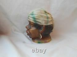 Antique Black African American Woman Bust Tobacco Jar Humidor Vtg