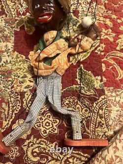 Antique Black African American Wooden Folk Art Marionette Puppet 14