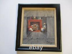 Antique Black Americana Painting Small Gem African American Interior Portrait