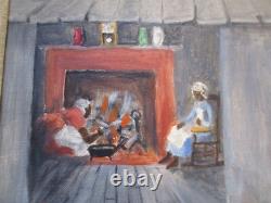 Antique Black Americana Painting Small Gem African American Interior Portrait
