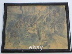 Antique Black Americana Painting Urban Regionalism Ny African American Wpa Era