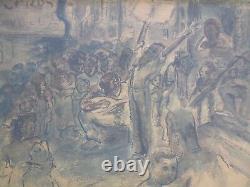 Antique Black Americana Painting Urban Regionalism Ny African American Wpa Era