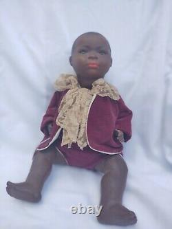 Antique Black Bisque Baby Original Body German Unknown Maker 16 Karl Bauman