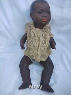Antique Black Bisque Baby Original Body German Unknown Maker 16 Karl Bauman