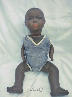 Antique Black Bisque Baby Original Body German Unknown Maker 16 Karl Bauman