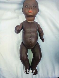 Antique Black Bisque Baby Original Body German Unknown Maker 16 Karl Bauman