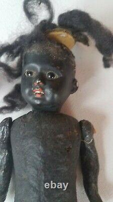 Antique Black Bisque Head German Doll 5Part Composition Body 9Boy or Girl Child