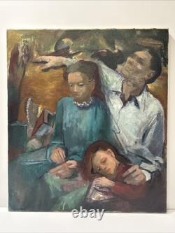 Antique Black Family Painting African American Impressionist Wpa Era Mystery Art