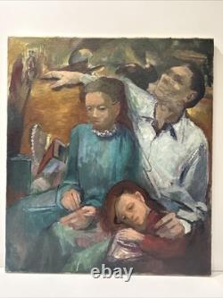 Antique Black Family Painting African American Impressionist Wpa Era Mystery Art