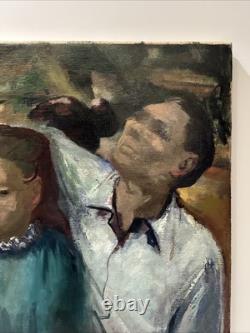 Antique Black Family Painting African American Impressionist Wpa Era Mystery Art