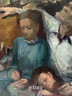 Antique Black Family Painting African American Impressionist Wpa Era Mystery Art