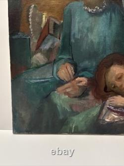 Antique Black Family Painting African American Impressionist Wpa Era Mystery Art