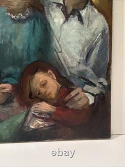 Antique Black Family Painting African American Impressionist Wpa Era Mystery Art